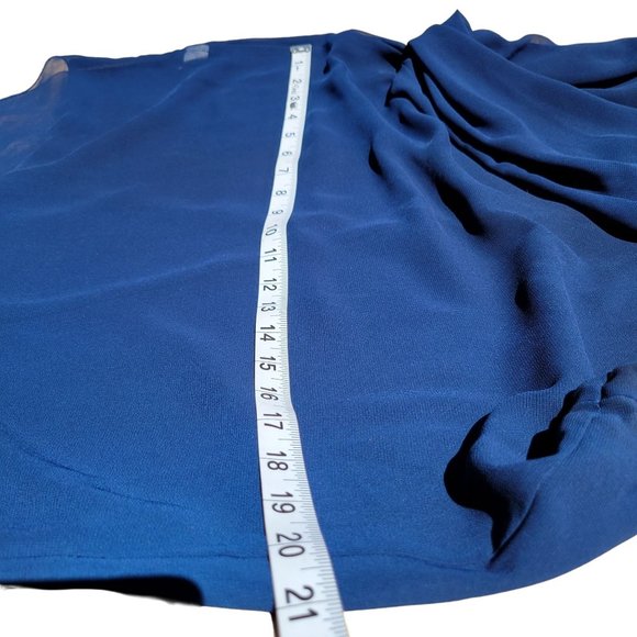 Max Studio Womans Navy V Neck Three Quarter Sleeve Tunic Blouse Pullover Medium - Picture 8 of 8